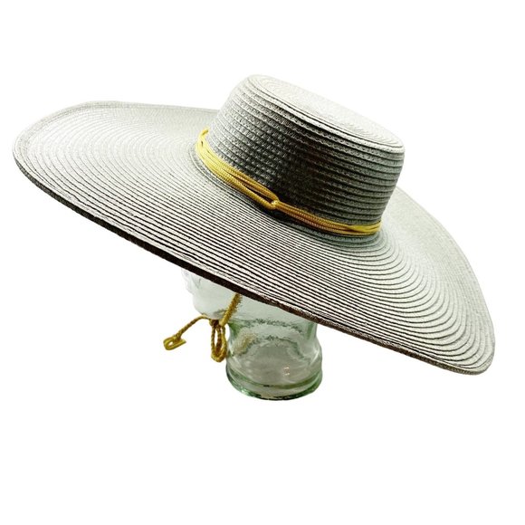Blue Gray Wide Brim Flat Top Sun Hat main image 5